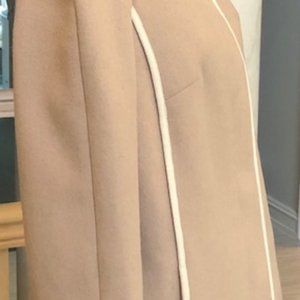 Wool Camel Colored White piped stadium jacket from London